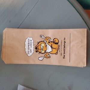 Garfield Cat Vintage Paper Lunch Bags Jim Davis Circa.1978  Set of 14